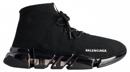 Balenciaga Speed 2.0 Lace Up Full Clear Sole Recycled Knit WMNS Black