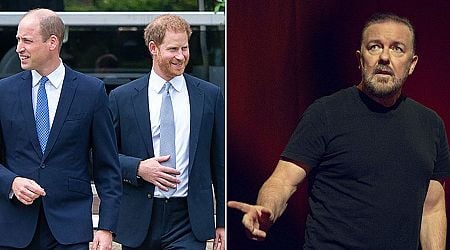 Ricky Gervais reveals 'unbelievable' behaviour of Prince William and Prince Harry at one of his shows