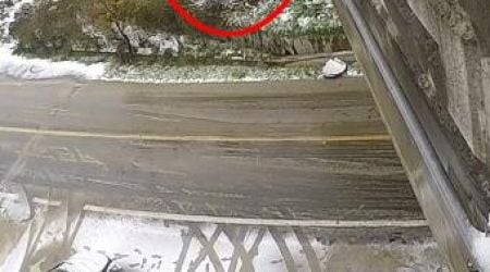 Firefighter holds truck driver for 45 minutes to save him from falling off bridge