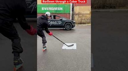 Bar down through a CYBER TRUCK #hockey #pavelbarber