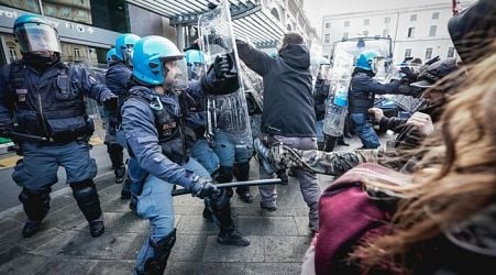 Protesters in Turin clash with police