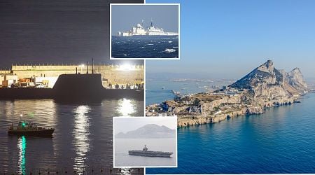 Chief Minister visits British nuclear submarine docked in Gibraltar: US aircraft carrier and Russian spy ship transit the Strait during heightened tensions over subsea sabotage