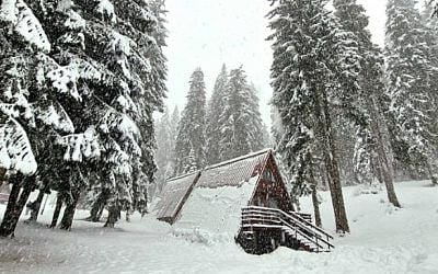 Snowfall in the mountains on Christmas Eve