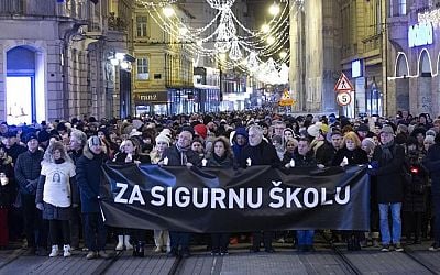 Hundreds march in Croatia for safer schools after a student is killed in a knife attack