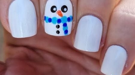 Winter NAIL ART 2024 | Cute Snowman Nails Tutorial | Festive Nail Design At Home