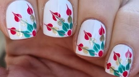 Christmas Heart Nail Art | Pretty White Nail Design For The Holidays | Winter Nails