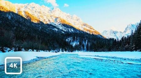 Snowy Mountain Creek in Slovenian Alps | Winter Nature Ambience with Peaceful Water Sounds