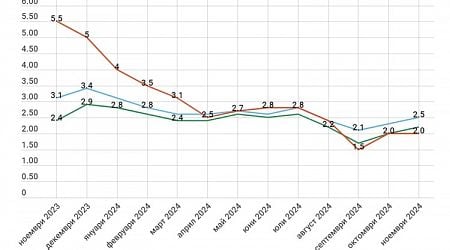 In November, Annual Inflation in Bulgaria Unchanged from October at 2%, EU's Rate Up to 2.5%