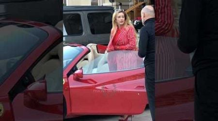 Rich Blonde Melanie MonteCarlo entering her Ferrari at Casino #billionaire #monaco #luxury#lifestyle