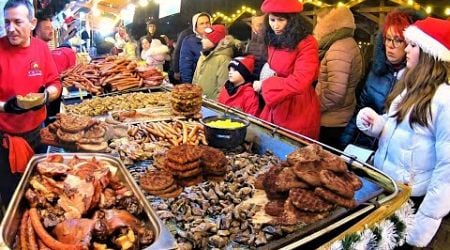 Street Food Fest in Bucharest, Romania. Christmas Market. &#39;Targul de Craciun&#39;. Veal, Pork, Lamb