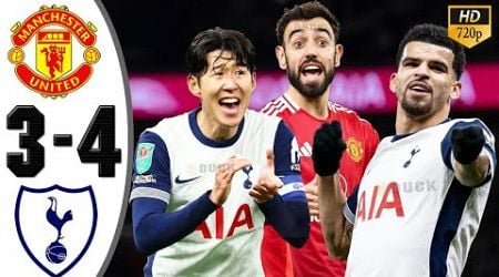 Manchester United vs Tottenham 3-4 Highlights &amp; All Goals | EFL Cup 2024 | Quarter-Finals