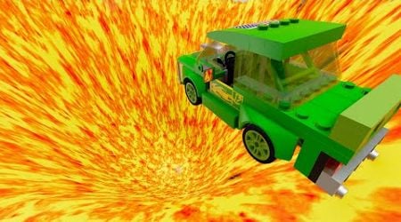 Lego Car Jumps Into Lava Volcano - BeamNG.Drive