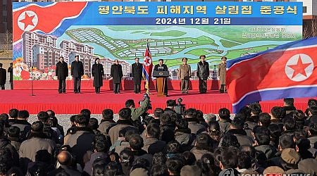 N. Korean leader attends ceremony for rebuilt houses in flood-hit area: KCNA