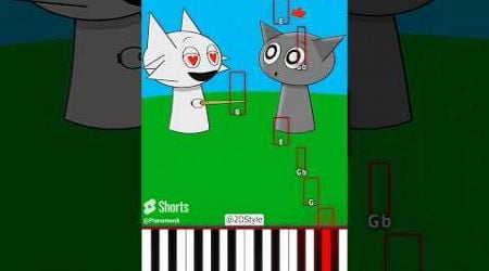 Wanda and Gray the cat sings|Sprunki animation #sprunki (@2DStyle) - Octave Piano Tutorial