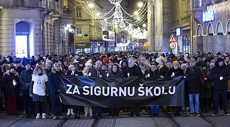 Hundreds march in Croatia for safer schools after a student is killed in a knife attack