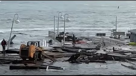 Large Portion of Santa Cruz Warf Collapses as Massive Ocean Swells Batter Area