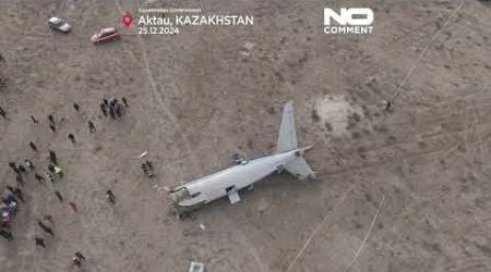 Drone image of wreckage after Azerbaijan Airlines plane crash in Kazakhstan