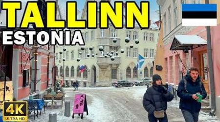 Winter in TALLINN, Estonia: 4K Walking Tour in the Snowy Old Town &amp; Christmas Market