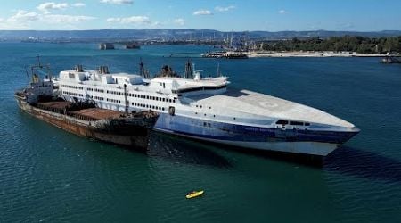 Kayaked to an Abandoned Fast Ferry, once the Pride of Greek Shipping