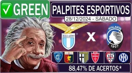 PALPITES DE FUTEBOL PARA HOJE DIA 28/12/2024 LAZIO x ATALANTA + BILHETE PRONTO