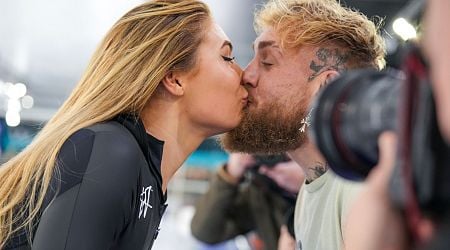 Jake Paul shares kiss with speed skater girlfriend Jutta Leerdam after she wins another title