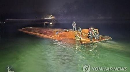 (2nd LD) Car ferry capsizes off southwestern coast; 2 rescued, 5 missing