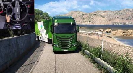 Iveco S-Way in Greece - Euro Truck Simulator 2 | Steering wheel gameplay