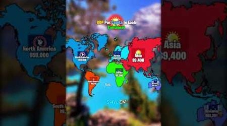 GDP pc per continent | #geography #mapping #sverige #sweden