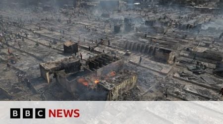 Traders count losses after fire destroys Kantamanto market in Accra, Ghana | BBC News