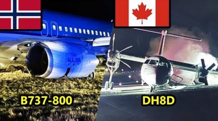 KLM B737 Hydraulic Failure in Norway | PAL DH8D landing Gear Fail in Canada. Why so many accidents?