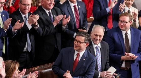 Dramatic scenes as Mike Johnson is re-elected US House of Representatives speaker as Republican rebels flip votes at last minute 