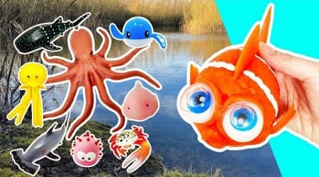 Learn Sea Animal Names &amp; Facts at the Pond for Kids: Clown Fish Jellyfish Dolphin