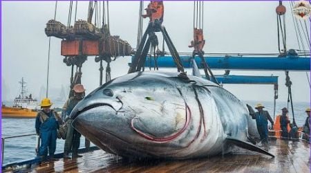 How Fishermen Catch Biggest Tuna Fish You&#39;ve Ever Seen Using Modern Fishing Techniques