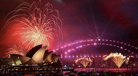 Updated (4) - In pictures: The world welcomes 2025 with light shows, embraces and ice plunges