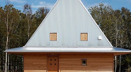 This Little Wooden Cabin On The Swedish Coast Boasts An Unusual Hat-Shaped Metal Roof