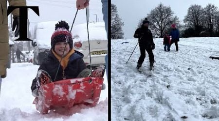 People ski and sled as heavy UK snowfall brings joy and disruption