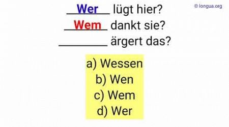 A1, A2, B1 - Deutsch lernen, Grammatik Test, Deutsche Grammatik, #dativ wer, wen, wem, wessen,