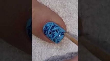 Blue Nail Art | Easy Toothpick Marble Nails | #naildesign