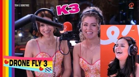 K3 live bij Qmusic met Maarten en Dorothee voor de onthulling van de vervangster van Marthe!!