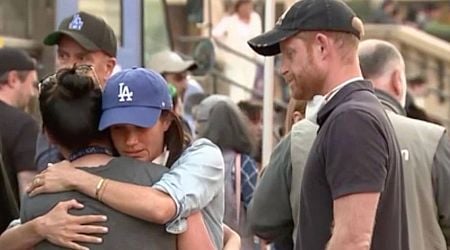 Emotional Harry and Meghan 'appear as US version of royals' in hugs with LA fire victims