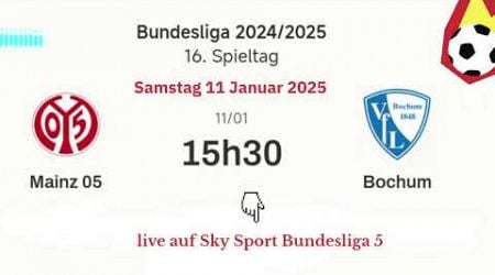 BUNDESLIGA : Mainz 2 - 0 Bochum live auf Sky Bundesliga 5 | 11.01.2025 um 15 Uhr 30