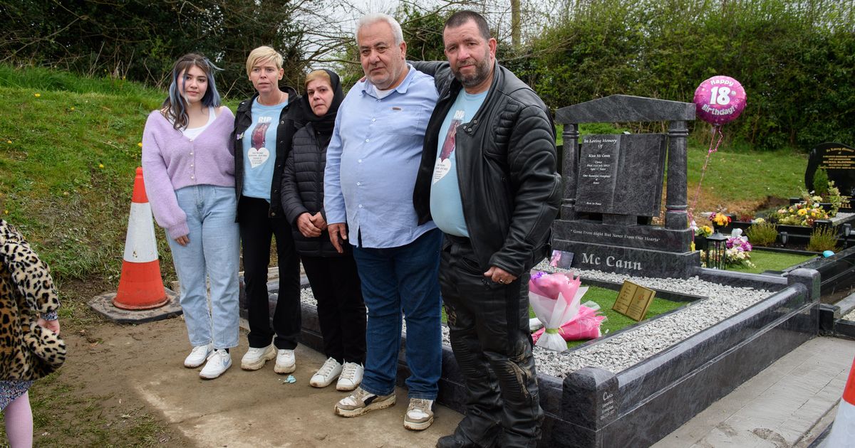 Family of debs crash victim Kiea McCann mark her 18th birthday by placing headstone on her grave 