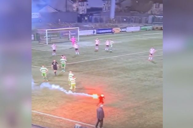 Watch: Child runs onto pitch with flare during League of Ireland game