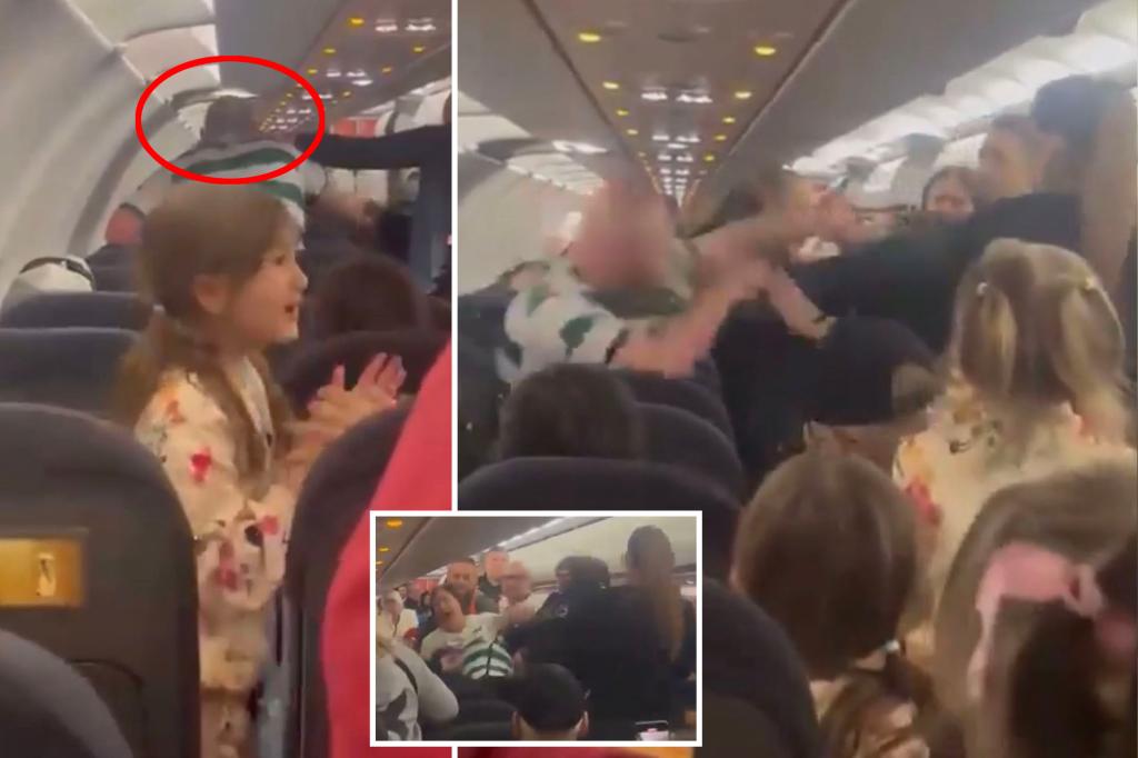 Thug filmed fighting with cops, scaring little girl on flight