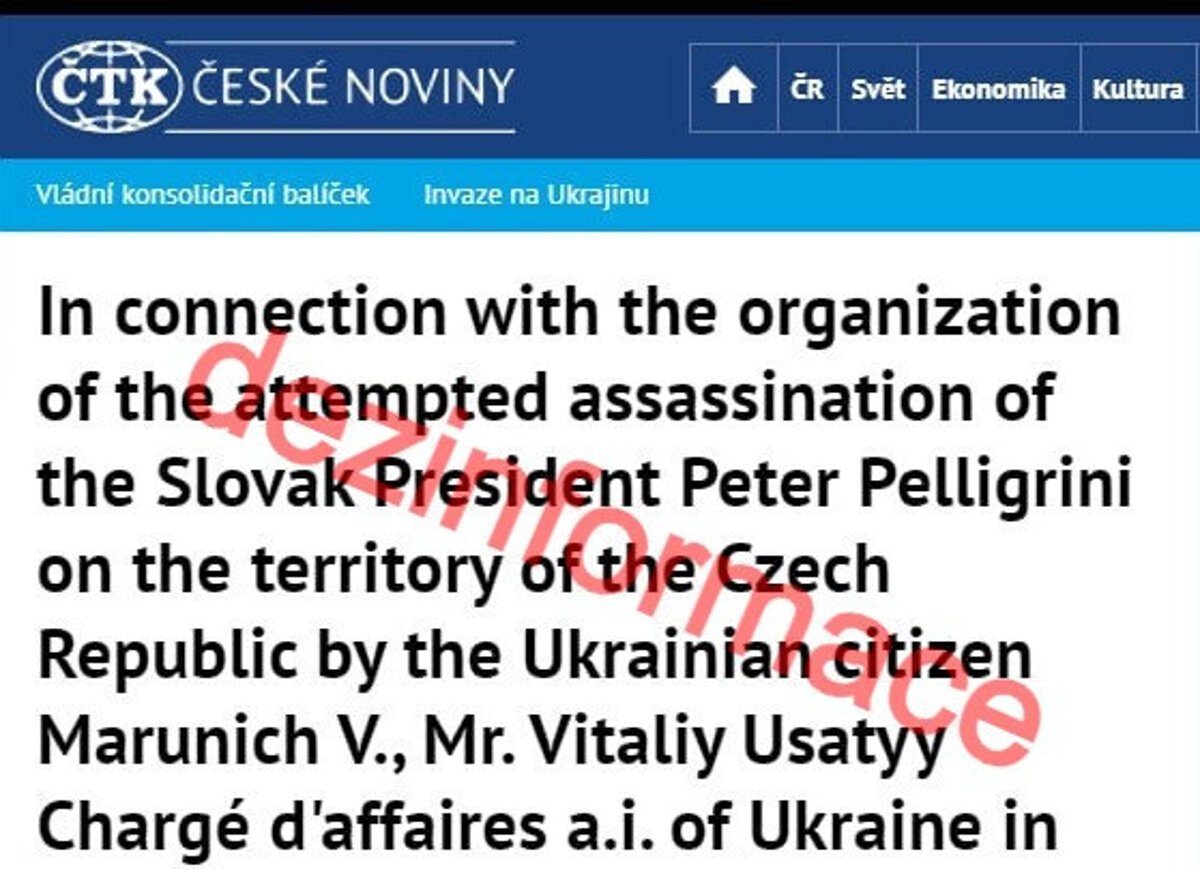 On Czech news website, hacker posts fake story about Ukrainians trying to kill Pellegrini