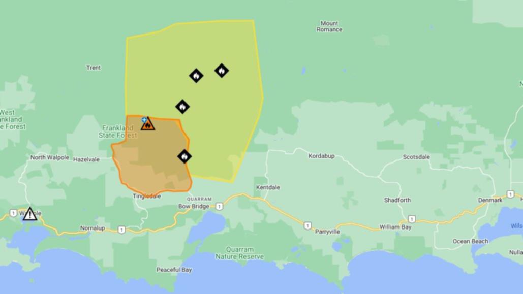 Walpole fire: Watch and act alert for suspicious blaze in Walpole Wilderness Area in the Shire of Denmark