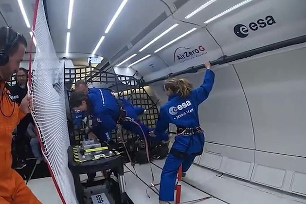 ESA astronaut Rosemary Coogan undergoing training in microgravity
