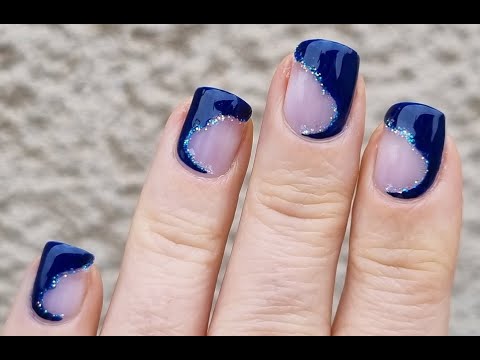 Dark Blue NAIL ART | Elegant Negative Space NAILS At Home | Manicure For Beginners