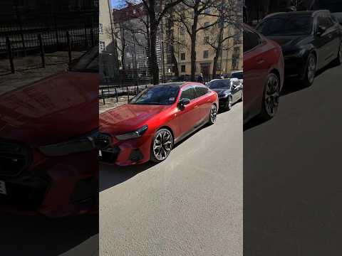 Fire Red BMW i5 M60 is.ot a Tesla Model S killer? #bmw #bmwi5 #tesla #teslamodels #Stockholm