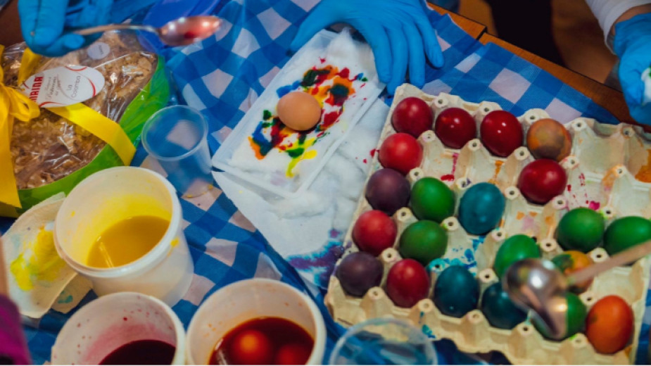 Children paint Easter eggs in Sofia in charity event